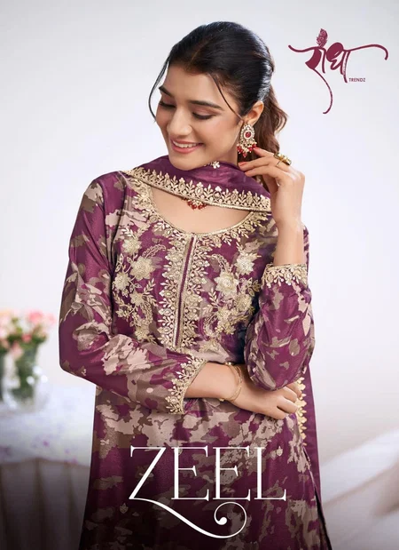 Zeel By Radha Trendz Chinon With Work Top With Bottom Dupatta Suppliers In India